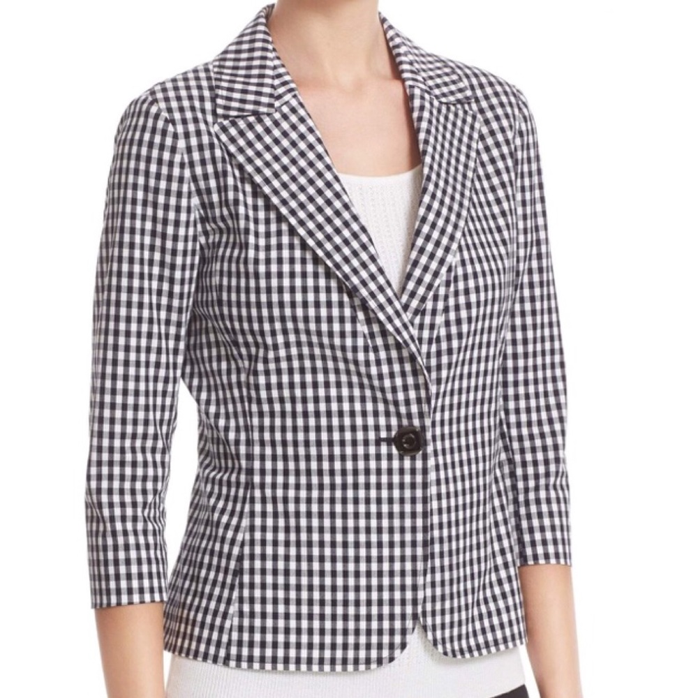 NWT St John Collection Macro Gingham Blazer Jacket
